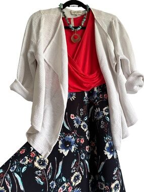 Floral and Coral Faux Wrap dress